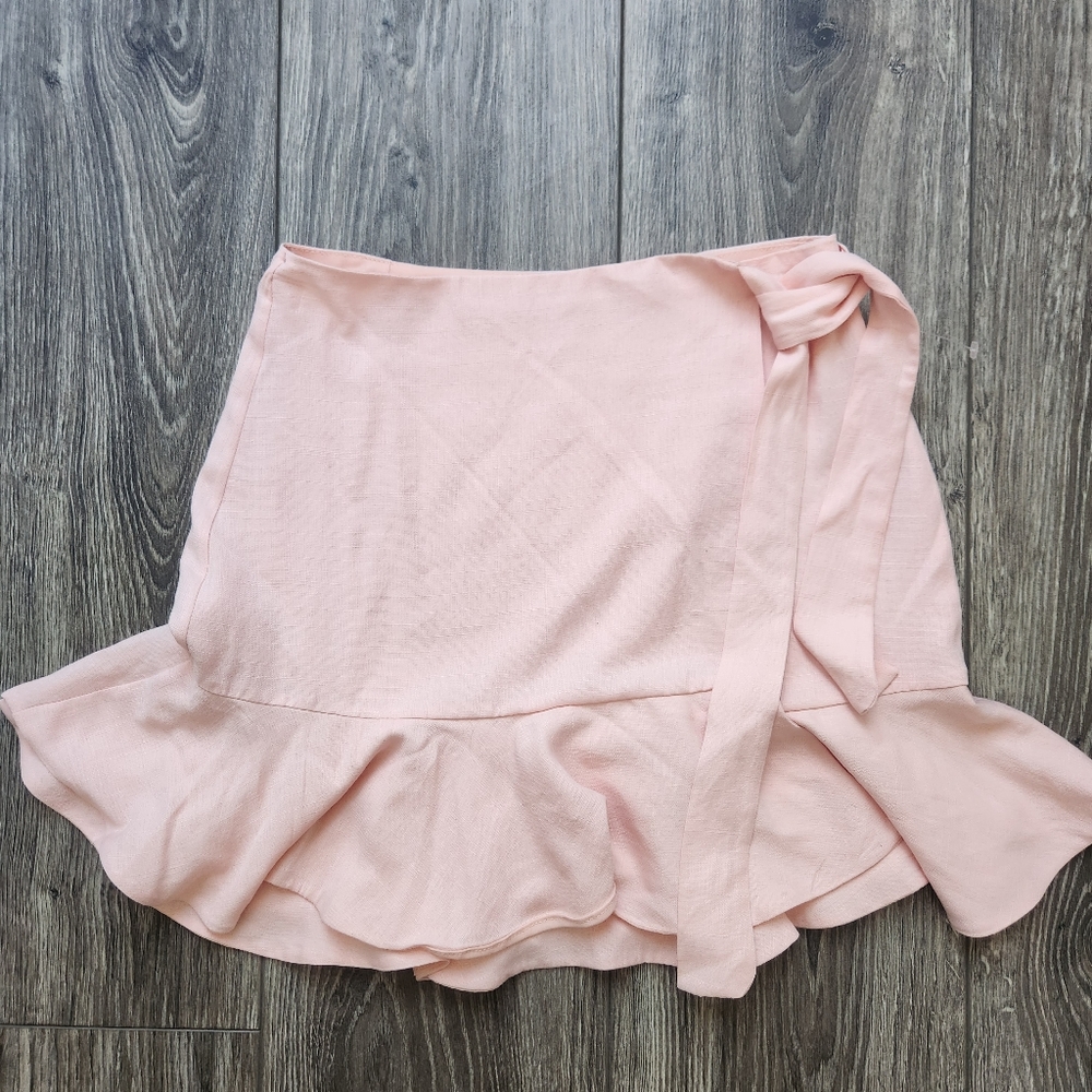 4si3nna Pink Wrap Tie Mini Skirt Small